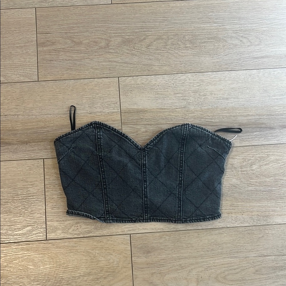 Retrofete Black Sleeveless Bustier Crop Top corset